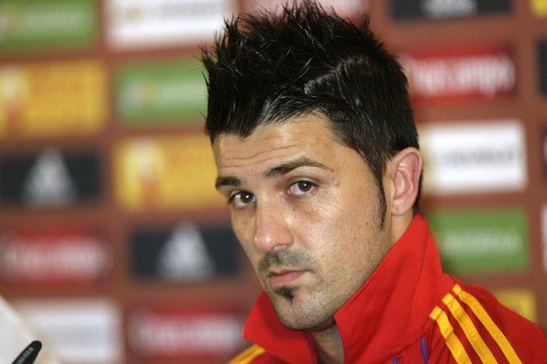 Spain's national soccer team player David Villa attends a news conference in Kaunas in this March 28, 2011 file photo. Villa ruled himself out of the running for a place in Spain's squad for Euro 2012 on May 22, 2012 after failing to fully recover from a broken leg.