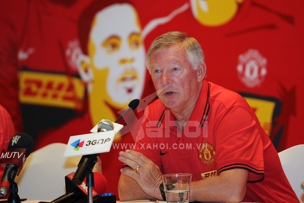 Manchester United manager Alex Ferguson speaks during a press conference at a hotel in Shanghai on July 23, 2012. Man United arrived in China as part of their pre-season tour and will play the Shanghai Shenhua on July 25, the club that recently signed Chelsea Champions League hero Didier Drogba.