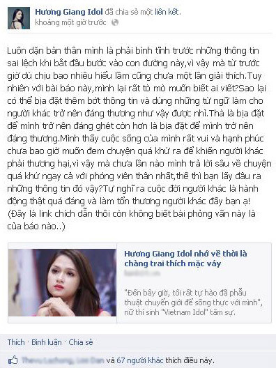Hương Giang Idol bức xúc vì bài báo sai sự thật