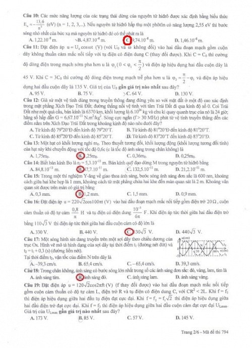 Gợi ý đáp án đề thi Đại học môn Vật lý năm 2013 khối A, A1 và V