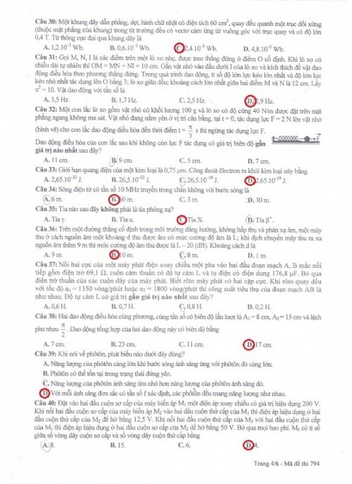 Gợi ý đáp án đề thi Đại học môn Vật lý năm 2013 khối A, A1 và V