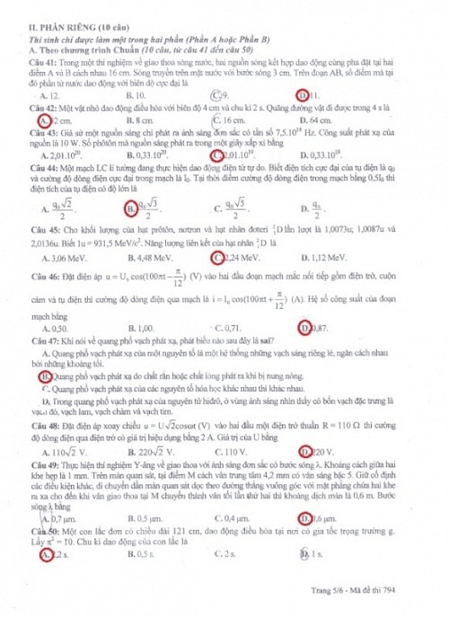 Gợi ý đáp án đề thi Đại học môn Vật lý năm 2013 khối A, A1 và V