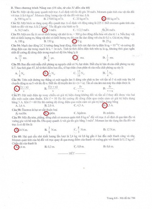 Gợi ý đáp án đề thi Đại học môn Vật lý năm 2013 khối A, A1 và V