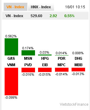 Nhịp đập Thị trường 16/01: VN-Index vững vàng trên mốc 530 điểm