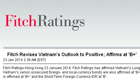 Fitch nâng triển vọng tín nhiệm Việt Nam lên “tích cực”