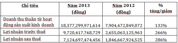 VIC: Lãi sau thuế 2013 gấp 4 lần năm trước