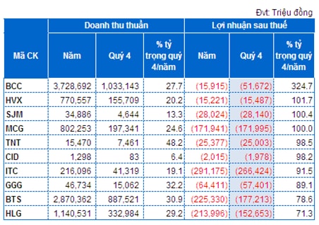 Vì đâu quý 4 bất ngờ hụt thu, cả năm lỗ đậm?