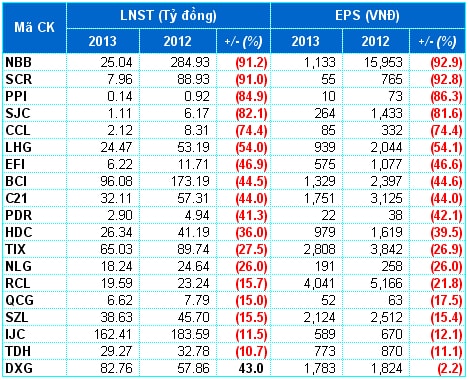 Bèo nhèo EPS ngành Bất động sản