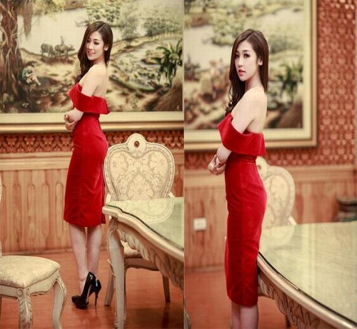 Kiểu váy giúp Á hậu Tú Anh khoe vai trần gợi cảm