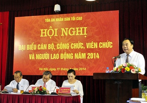 Hội nghị đại biểu cán bộ, công chức TANDTC năm 2014: Quyết tâm xây dựng hệ thống Tòa án trong sạch, vững mạnh