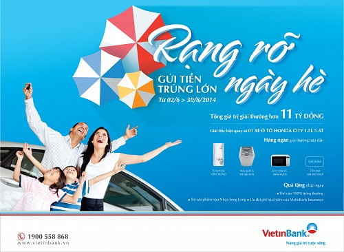 Cơ hôi trúng ôtô Honda City khi gửi tiền tại VietinBank