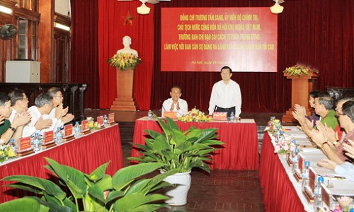 Chủ tịch nước Trương Tấn Sang làm việc với lãnh đạo TANDTC và VKSNDTC