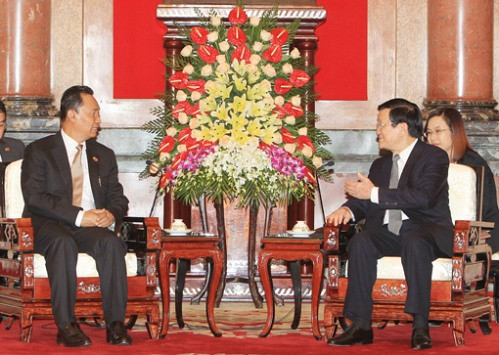 Chủ tịch nước Trương Tấn Sang tiếp Chủ tịch Quốc hội Myanmar