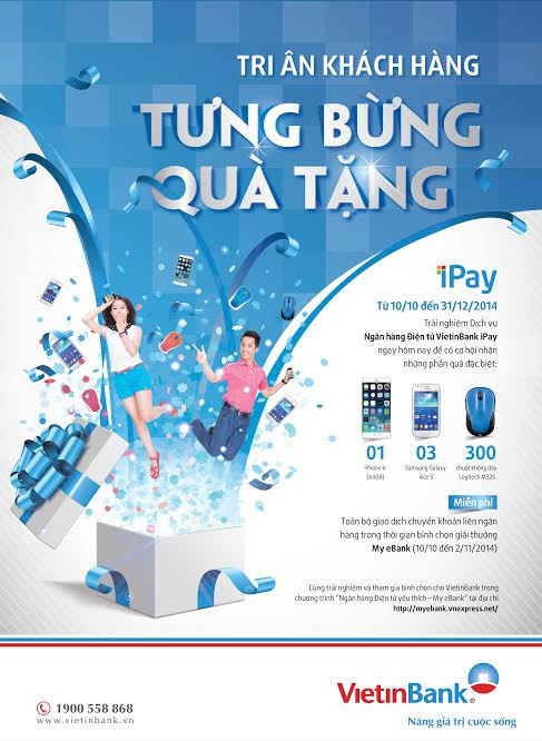 Cơ hội nhận iPhone 6 khi giao dịch trên VietinBank iPay