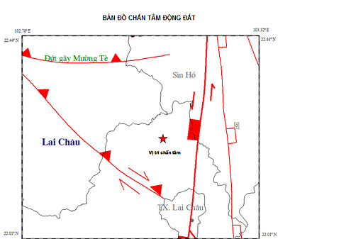 Lai Châu: Động đất 3,4 độ Richter tại Mường Tè