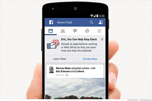 Facebook tiến hành chiến dịch gây quỹ chống Ebola