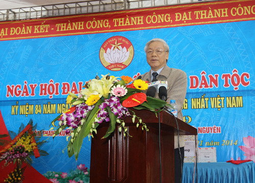 Tổng Bí thư Nguyễn Phú Trọng dự Ngày hội đại đoàn kết toàn dân tỉnh Thái Nguyên