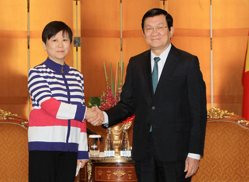 Chủ tịch nước tiếp Chủ tịch Hội Hữu nghị đối ngoại nhân dân Trung Quốc 