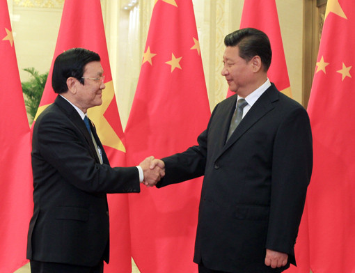 Chủ tịch nước Trương Tấn Sang gặp Chủ tịch Trung Quốc Tập Cận Bình bên lề APEC
