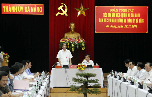 Đoàn công tác Tiểu ban Văn kiện Đại hội XII của Đảng làm việc với Thành ủy Đà Nẵng