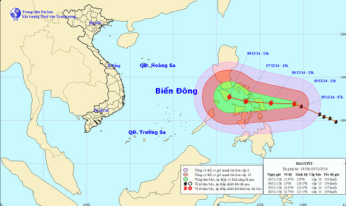 Siêu bão Hagupit có thể tiến vào vùng biển Việt Nam