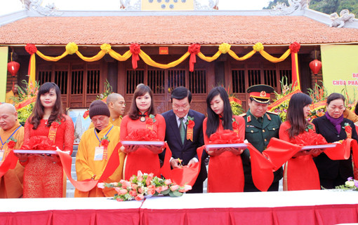 Chủ tịch nước dự lễ khánh thành chùa Phật tích Trúc Lâm Bản Giốc