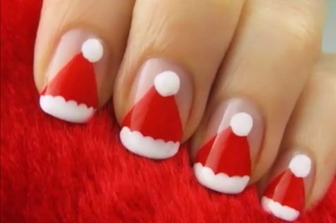 Độc đáo với nail họa tiết mũ ông già Noel