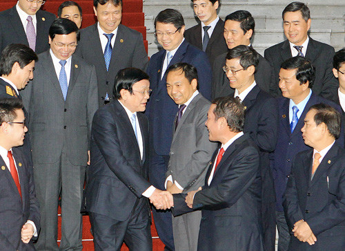 Chủ tịch nước Trương Tấn Sang gặp mặt 63 doanh nghiệp đạt Thương hiệu quốc gia năm 2014