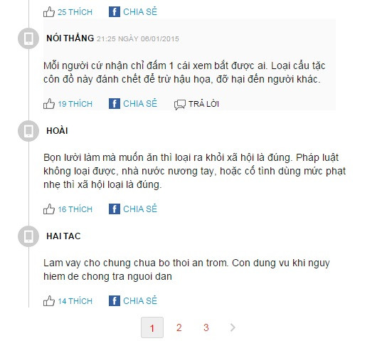 Bình luận của nhiều độc giả thể hiện sự đòng cảm với hành động đánh chết trộm chó tại Quảng Ninh