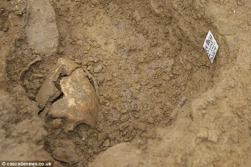 Phát hiện bia mộ La Mã kèm hộp sọ cực hiếm tại Anh