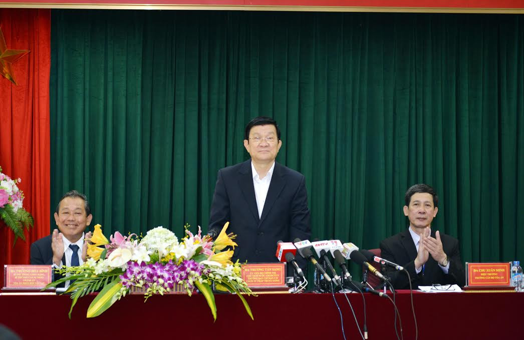 Chủ tịch nước Trương Tấn Sang làm việc với Trường Cán Bộ Tòa án