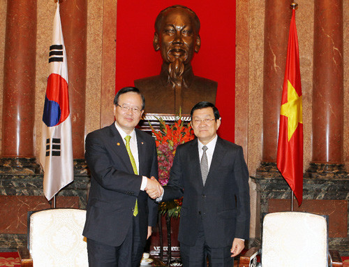 Chủ tịch nước Trương Tấn Sang tiếp Chủ tịch Quốc hội Hàn Quốc