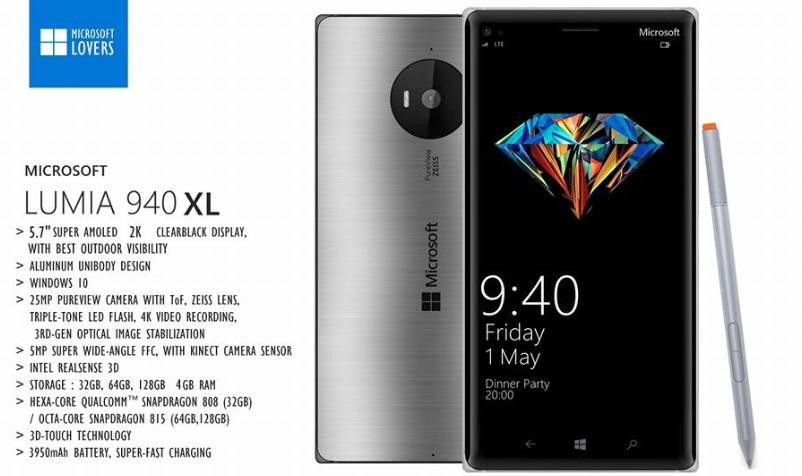 Thông tin về bộ đôi Lumia 940 và Lumia 940 XL cao cấp