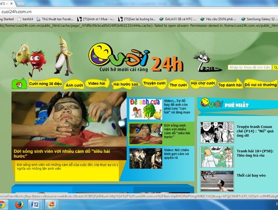 Giao diện của mạng xã hội cuoi24.com.vn.