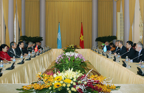 Chủ tịch nước Trương Tấn Sang tiếp Tổng Thư ký LHQ Ban Ki-mun