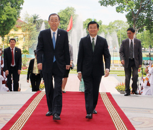Chủ tịch nước Trương Tấn Sang tiếp Tổng Thư ký LHQ Ban Ki-mun