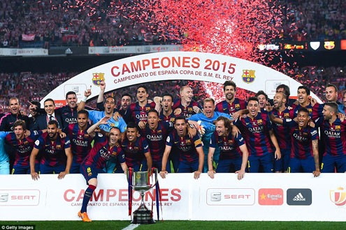 Messi lập cú đúp, Barca vô địch Cúp nhà Vua TBN