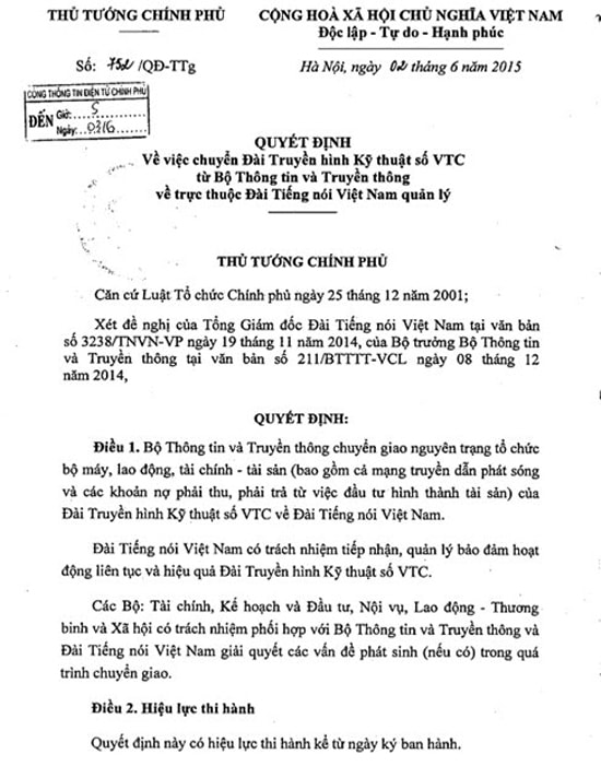 VTC chính thức được chuyển giao về VOV