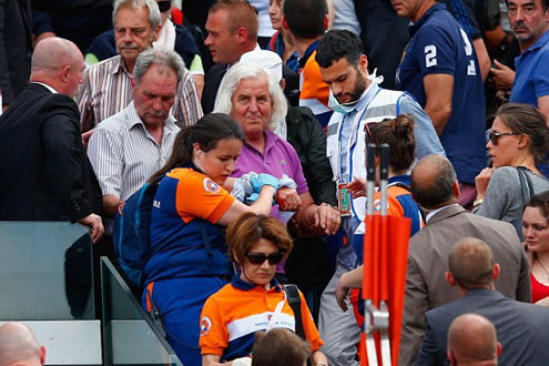 Khán giả hoảng loạn vì sự cố rơi bảng kim loại tại Roland Garros