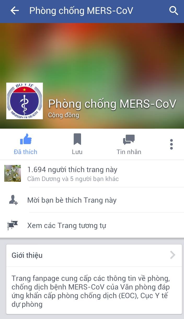 Bộ Y tế thiết lập fanpage về phòng chống dịch bệnh MERS-CoV 