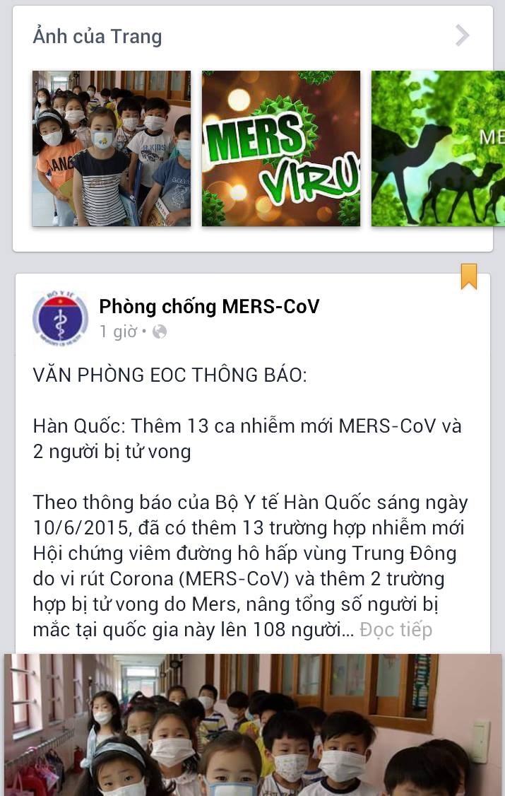 Bộ Y tế thiết lập fanpage về phòng chống dịch bệnh MERS-CoV 