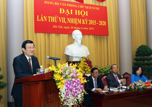 Chủ tịch nước Trương Tấn Sang dự Đại hội Đảng bộ Văn phòng Chủ tịch nước
