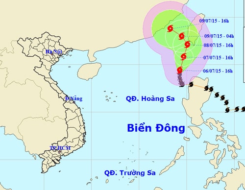 Bão số 2 di chuyển theo hướng Bắc và sau đó là Bắc Đông Bắc trong 24 giờ tới