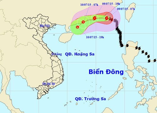 Bão số 2 hướng về vùng bờ biển phía Đông Nam tỉnh Quảng Đông-Trung Quốc 
