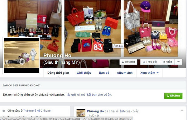 Trang Facebook cá nhân của bà Phương do ông Ân cung cấp