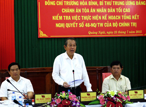 Đoàn công tác Tòa án nhân dân tối cao làm việc tại tỉnh Quảng Ngãi