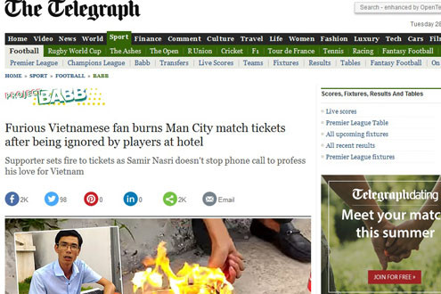 Cổ động viên phẫn nộ đốt vé xem trận Man City lên báo Anh