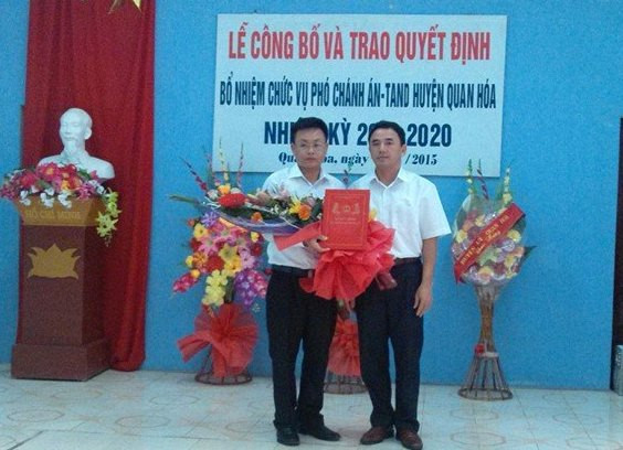 Bổ nhiệm chức vụ Phó Chánh án TAND huyện Quan Hóa