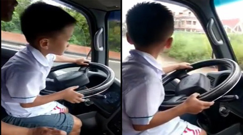 Tìm ra bé trai 6 tuổi lái ô tô, lập biên bản và giữ xe đối với người cha