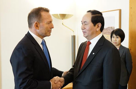 Thủ tướng Tony Abbott chào mừng Bộ trưởng Trần Đại Quang thăm chính thức Australia